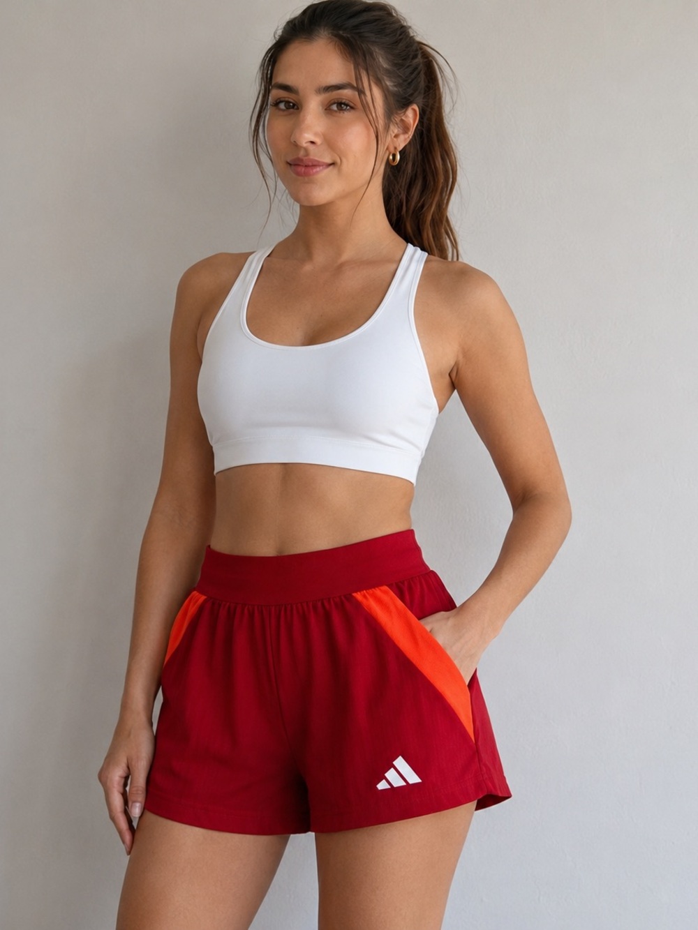 Adidas AEROREADY Red Orange 2-in-1 Running Shorts, Size XS